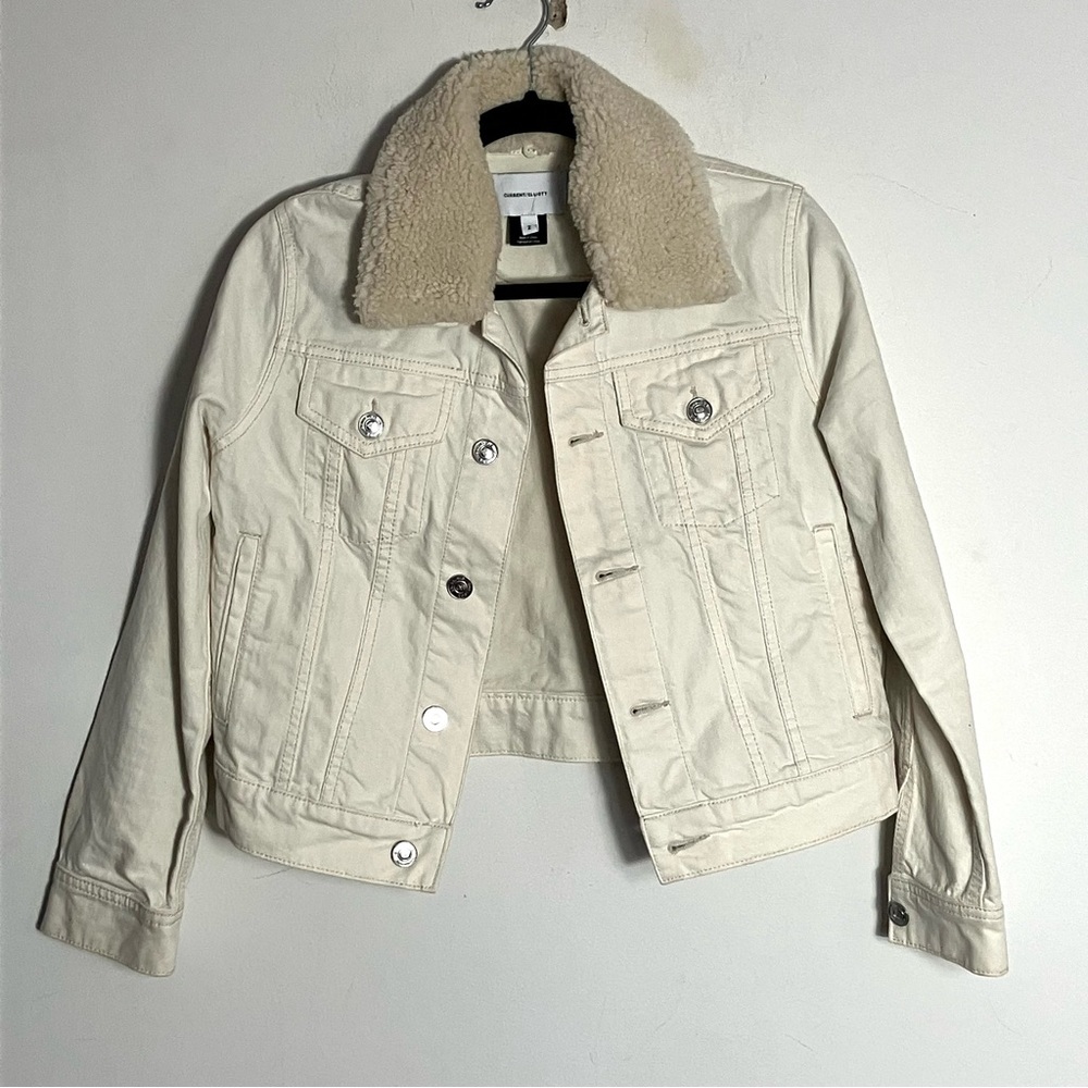 Current Elliott Sherpa Baby Trucker Jacket with Faux Shearling Collar‎ Small